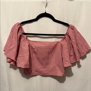 SHEIN Dusty Pink Ruffle Sleeve Crop top 14Y teen